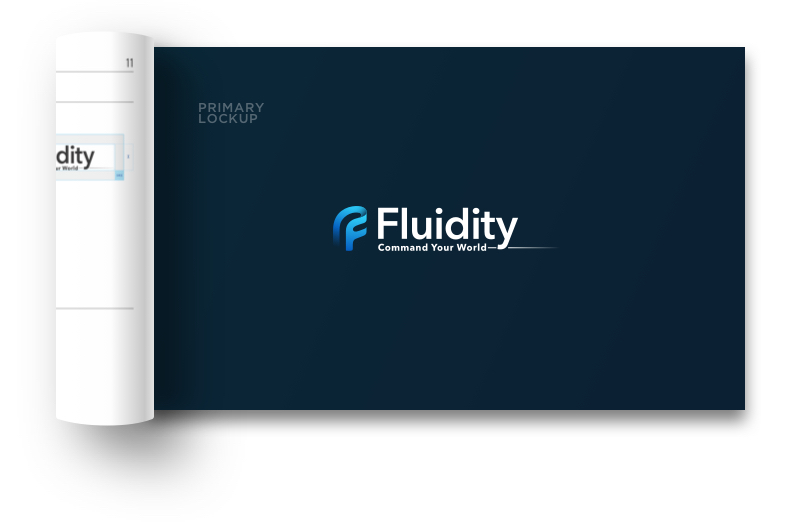 Fluidity Tech brand guidelines booklet cover
